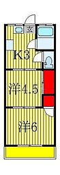 成島荘 2Kの間取図画像