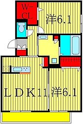 グレイス小山台 2LDKの間取図画像