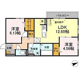 メゾンエール 2LDKの間取図画像