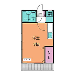 第4小野荘 1階ワンルームの間取り