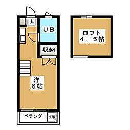 ハイツ夏栄 1階ワンルームの間取り