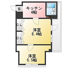 関口マンション 2Kの間取図画像