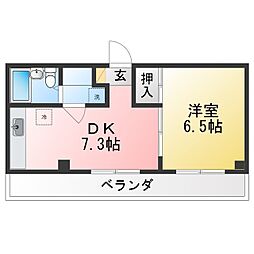 春日サンラークシノダ 1DKの間取図画像