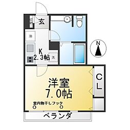メゾンサクラ 1Kの間取図画像
