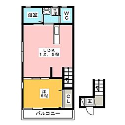 幸ハウス 1LDKの間取図画像