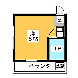 カスティル松葉 ワンルームの間取図画像
