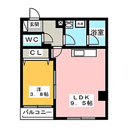 ハイヤーム桜台 1LDKの間取図画像