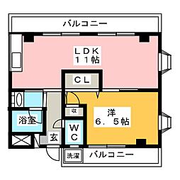 グリーンヒルマンション 1LDKの間取図画像