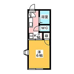めぞん一刻 1Kの間取図画像