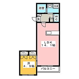 ルージュ・レーヌ 1LDKの間取図画像