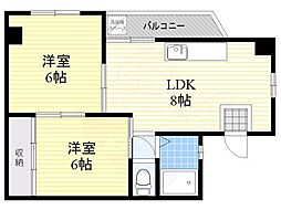 第五武田マンション 2階2LDKの間取り