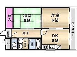 エクセル山本 2DKの間取図画像