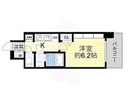プレサンス京橋GREEN YARDアルミラ 1Kの間取図画像