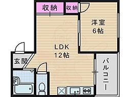 ハイツ安井 1LDKの間取図画像