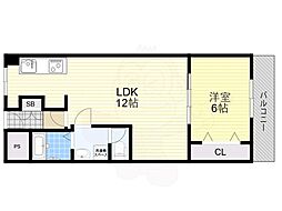 宝コーポ 1LDKの間取図画像