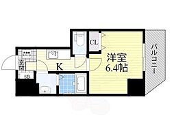 グランパシフィック毛馬 1Kの間取図画像