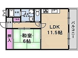 吉田マンション 1LDKの間取図画像