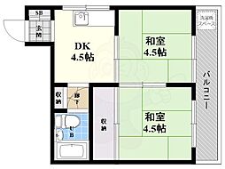 小西ビル 2DKの間取図画像