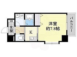 クレール高殿ラクラス高殿 1Kの間取図画像
