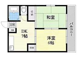相原マンション 2DKの間取図画像