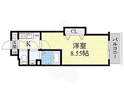 Luxe都島2 1Kの間取図画像