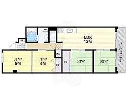 淀川パークハウス3号シダー棟 4LDKの間取図画像
