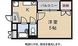 ドミール立命 1Kの間取図画像