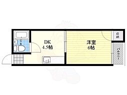ベルノ成育 3階1DKの間取り