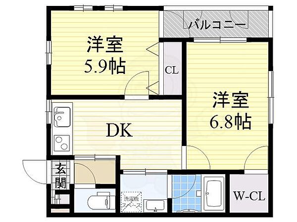 大阪府豊中市豊南町西２丁目(賃貸アパート2DK・2階・40.40㎡)の写真 その2