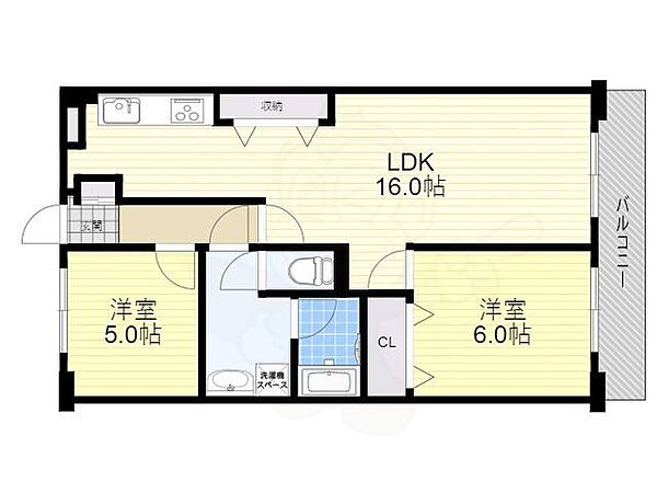 大阪府豊中市東豊中町６丁目(賃貸マンション2LDK・3階・62.40㎡)の写真 その2