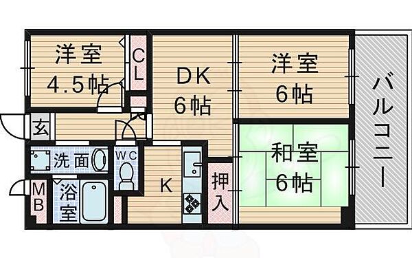 パラツィーナ・セシリア豊中 ｜大阪府豊中市上野西４丁目(賃貸マンション3DK・3階・55.00㎡)の写真 その2