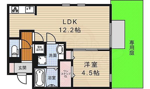 クレールコート ｜大阪府豊中市螢池西町２丁目(賃貸アパート1LDK・1階・42.03㎡)の写真 その2