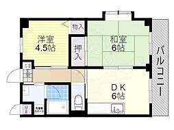 ロイヤルハイツ 2DKの間取図画像