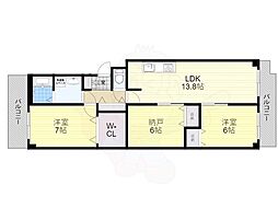 パストラルハイム豊中 2SLDKの間取図画像