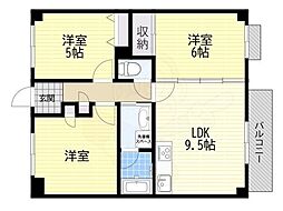 サン豊中 3LDKの間取図画像