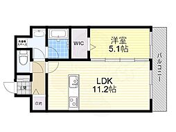 北大阪急行電鉄 緑地公園駅 徒歩7分の賃貸マンション 5階1LDKの間取り