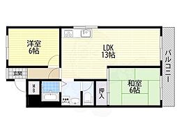 マンションサンコー 2LDKの間取図画像