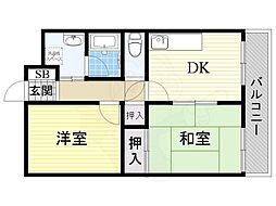ストーク利倉 2DKの間取図画像