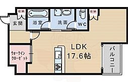 少路パークレジデンス ワンルームの間取図画像