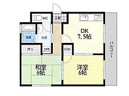 アエル岡町 2DKの間取図画像