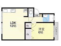 曽根ハイツ 1LDKの間取図画像