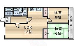 サンハイツ豊中 2LDKの間取図画像