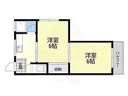 豊中コーポラス 2DKの間取図画像