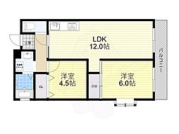 パークマンション渡邊 2LDKの間取図画像