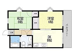 エレガンス桜の町 2DKの間取図画像
