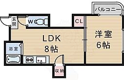 キャロル豊中本町2 1LDKの間取図画像