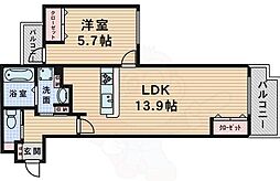 ランティエ豊中 1LDKの間取図画像