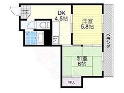 ハーバル 2DKの間取図画像