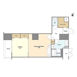 グランハイツ高田馬場 13階1LDKの間取り