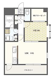 アルヴェアール水前寺 4階1LDKの間取り